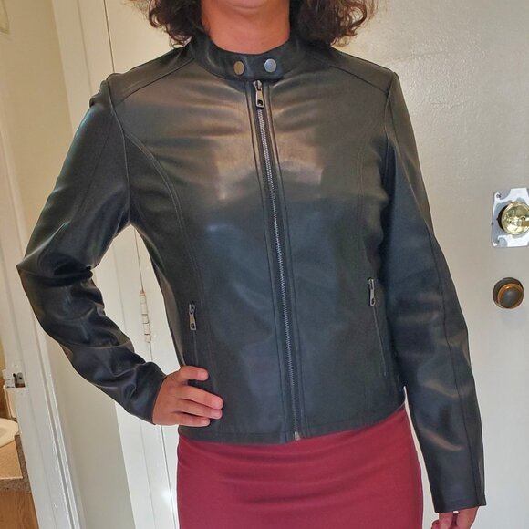 NEW Stylish C&A Leather Jacket - Picture 3 of 5